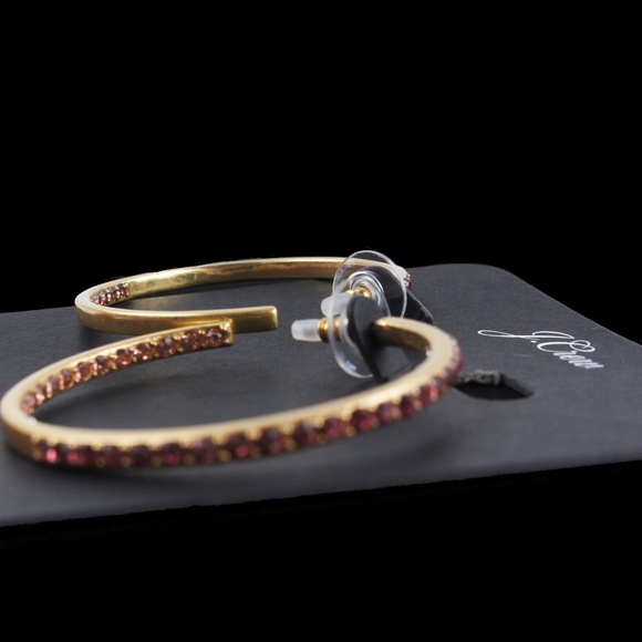 New J.Crew Two Tone Pave Hoops in Pink Crystal - Picture 4 of 5